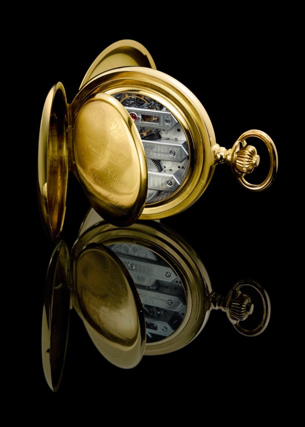 The original Girard-Perregaux Three-Bridge Tourbillon pocket watch was invented in 1884 and reproduced by GP in 1982. 
