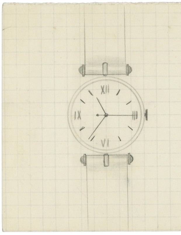 The original drawing for the watch by Pierre Arpels.