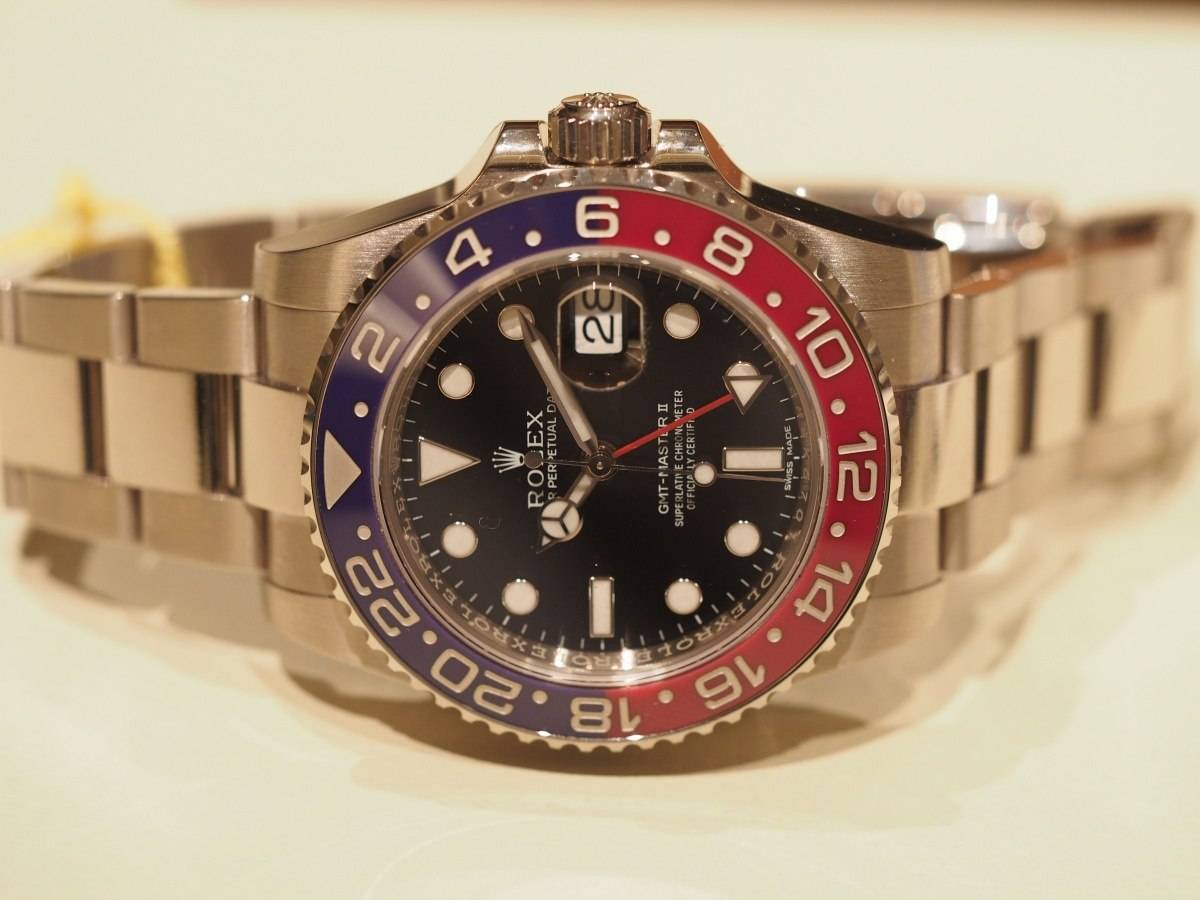 Rolex GMT-Master II  The new Rolex GMT-Master II was one of the most eagerly anticipated releases of the year at BaselWorld. Interestingly the "Pepsi" red and blue cerachrom bezel, one of Rolex’s most iconic designs, was released exclusively in solid 18k white gold.