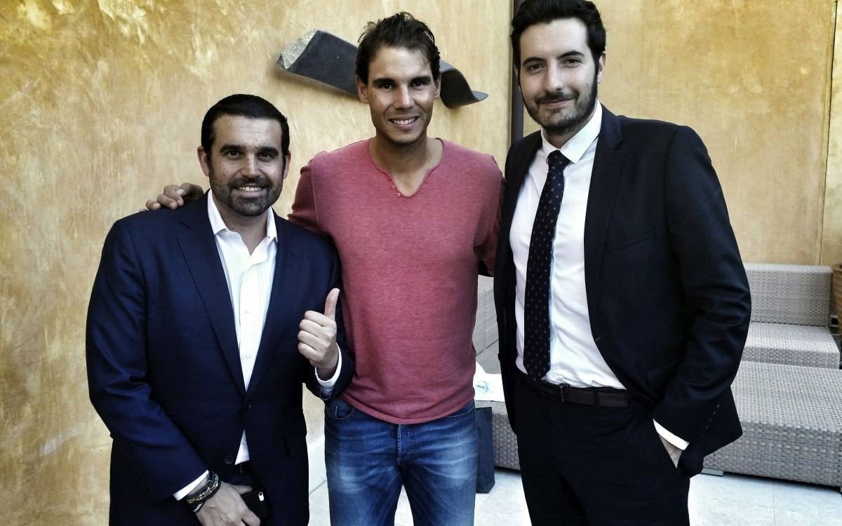 Rafael Nadal, with Haute Time publisher Seth Semilof (left) and Global Editor Arthur Touchot (right)