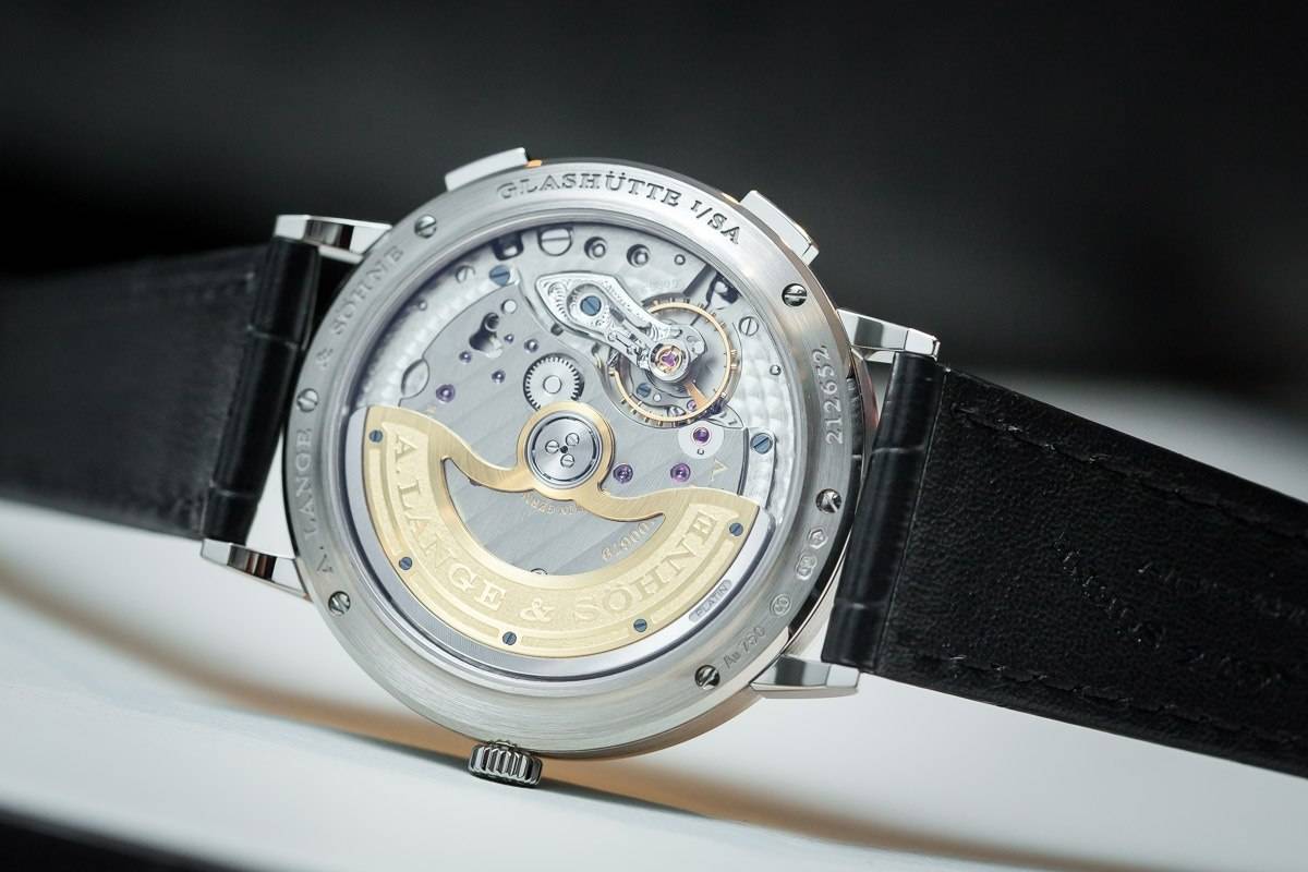 SIHH 2015: Case back of A. Lange & Söhne Saxonia Dual Time (Ref. 386.026).