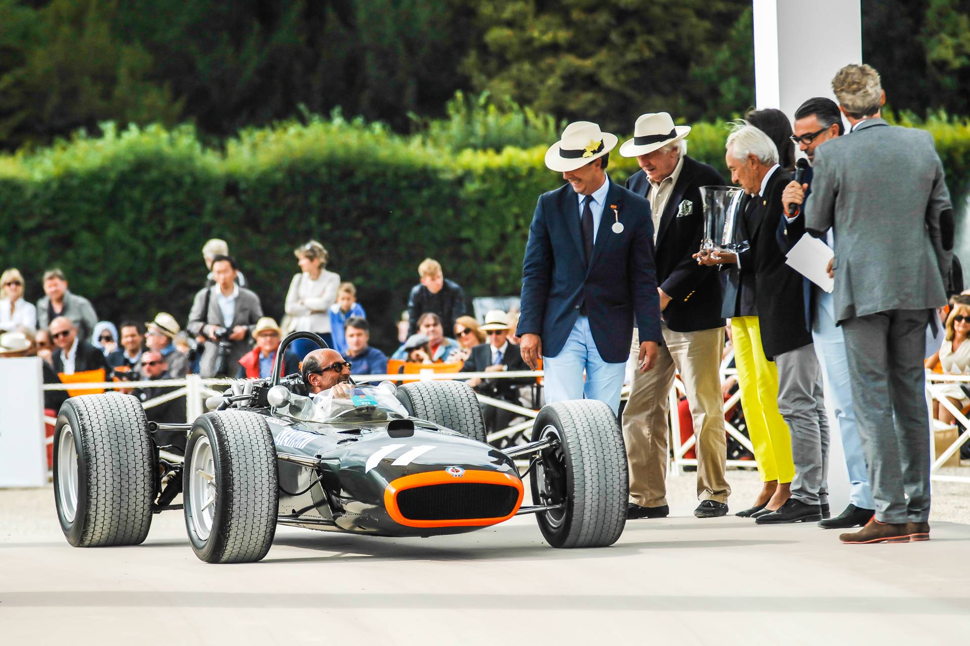Richard Mille Chantilly Arts and Elegance - Richard Mille at the wheel of his 1967  BRM P 115 H16 lightweight chassis 01