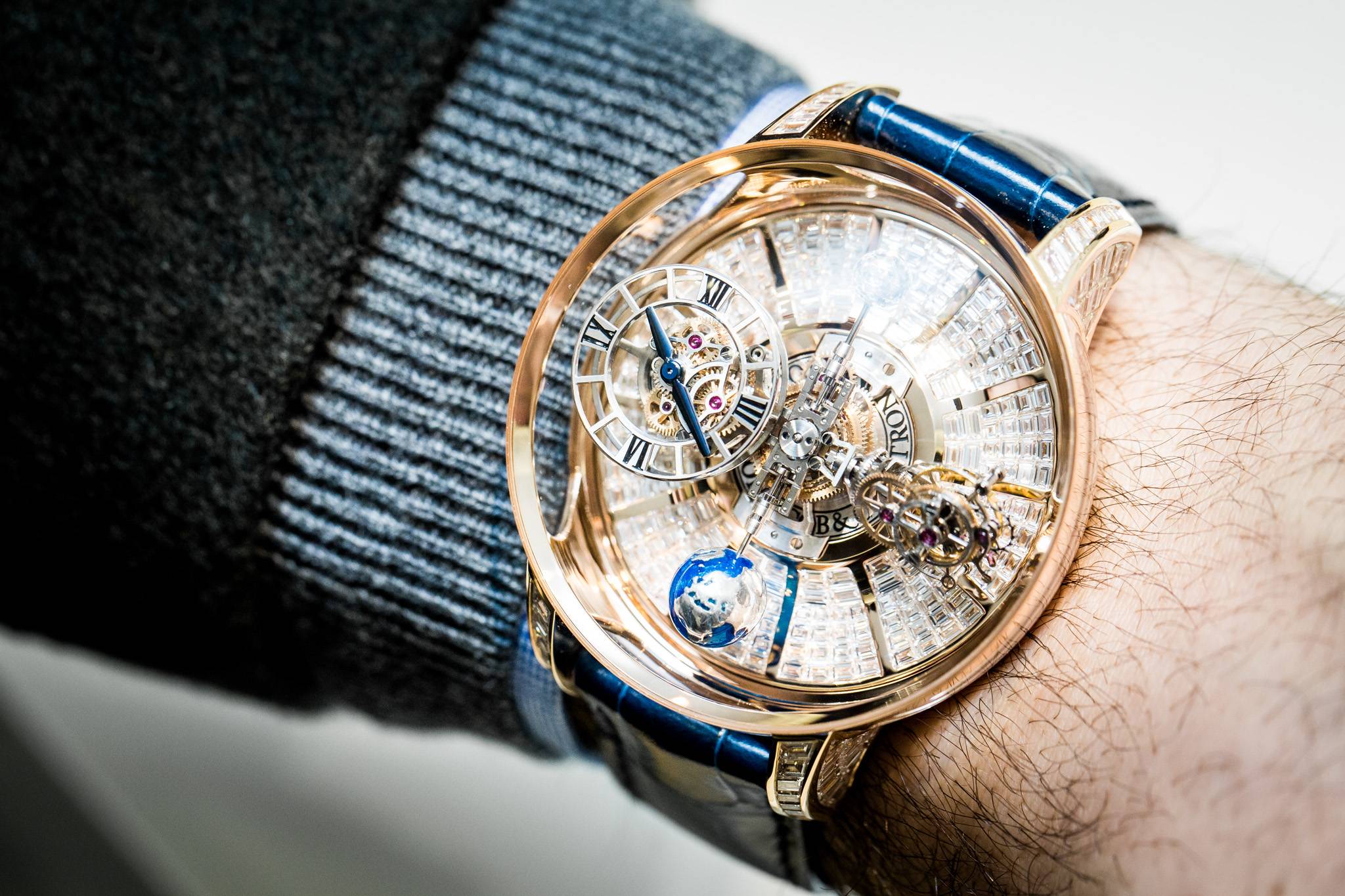 Jacob & Co Astronomia Tourbillon Baguette Watch Baselworld 2015 Wrist