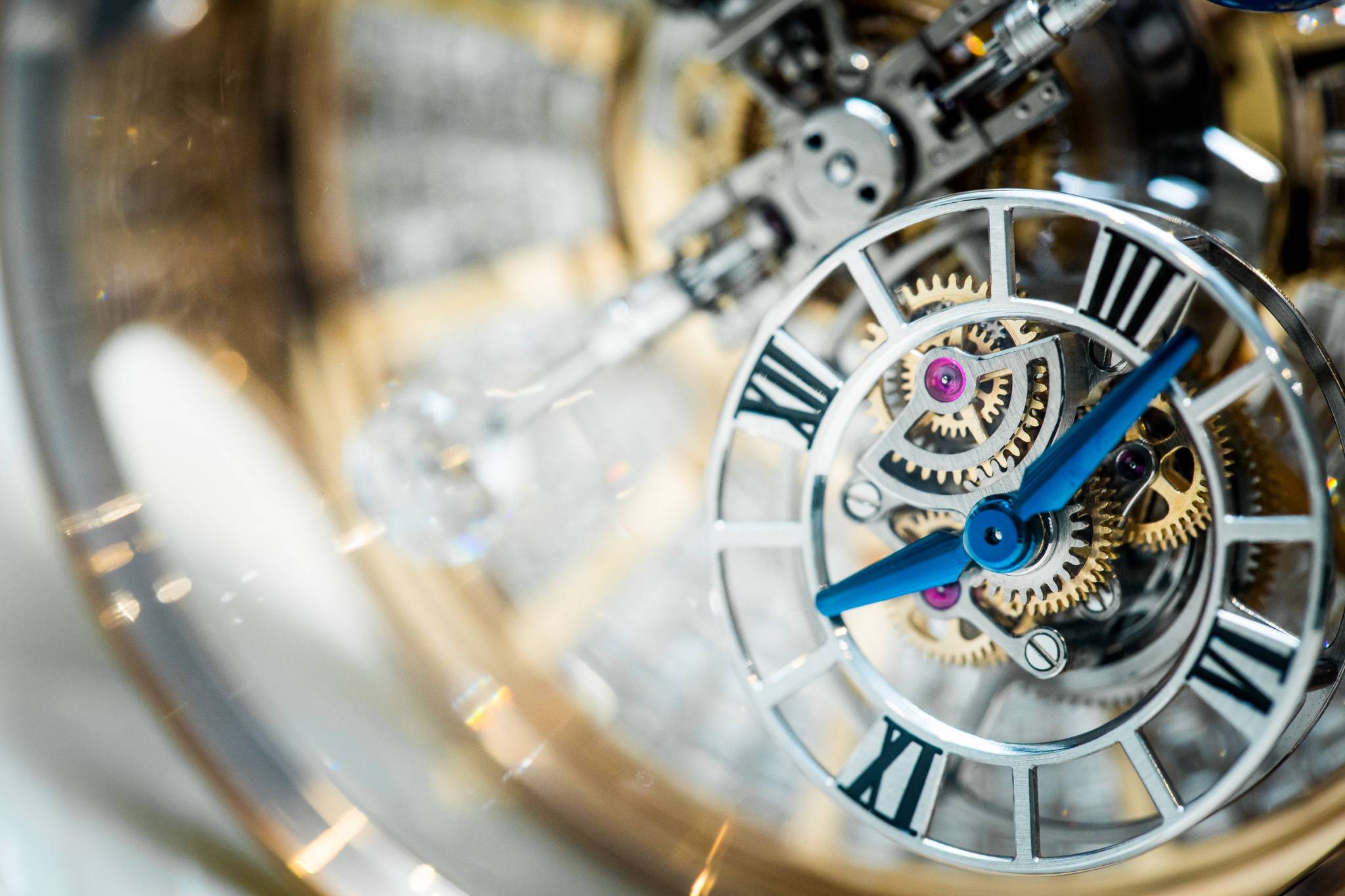 Jacob & Co Astronomia Tourbillon Baguette Watch Baselworld 2015 Close Up Time Display