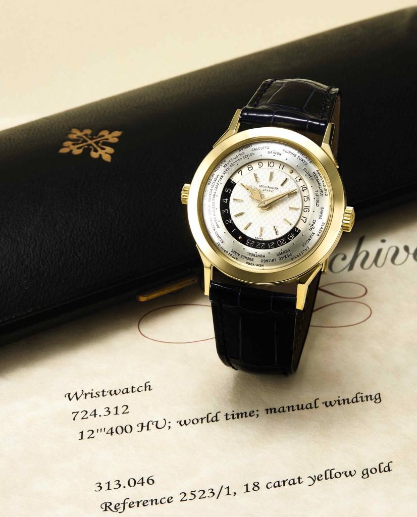Sothebys Hong Kong Auction AN EXCEPTIONALLY RARE YELLOW GOLD DOUBLE CROWN WORLD TIME Patek Philippe