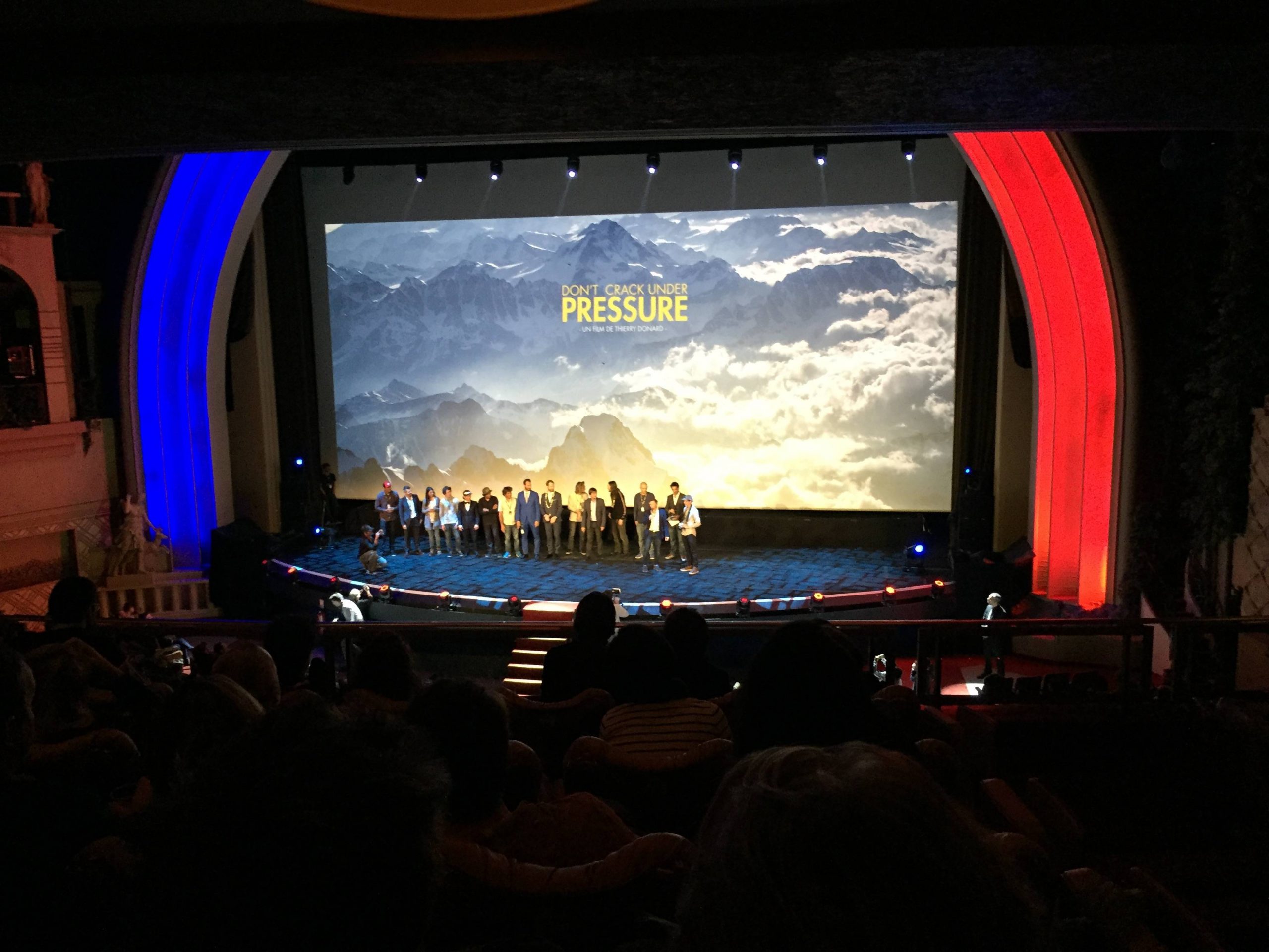 The athletes on stage after the film