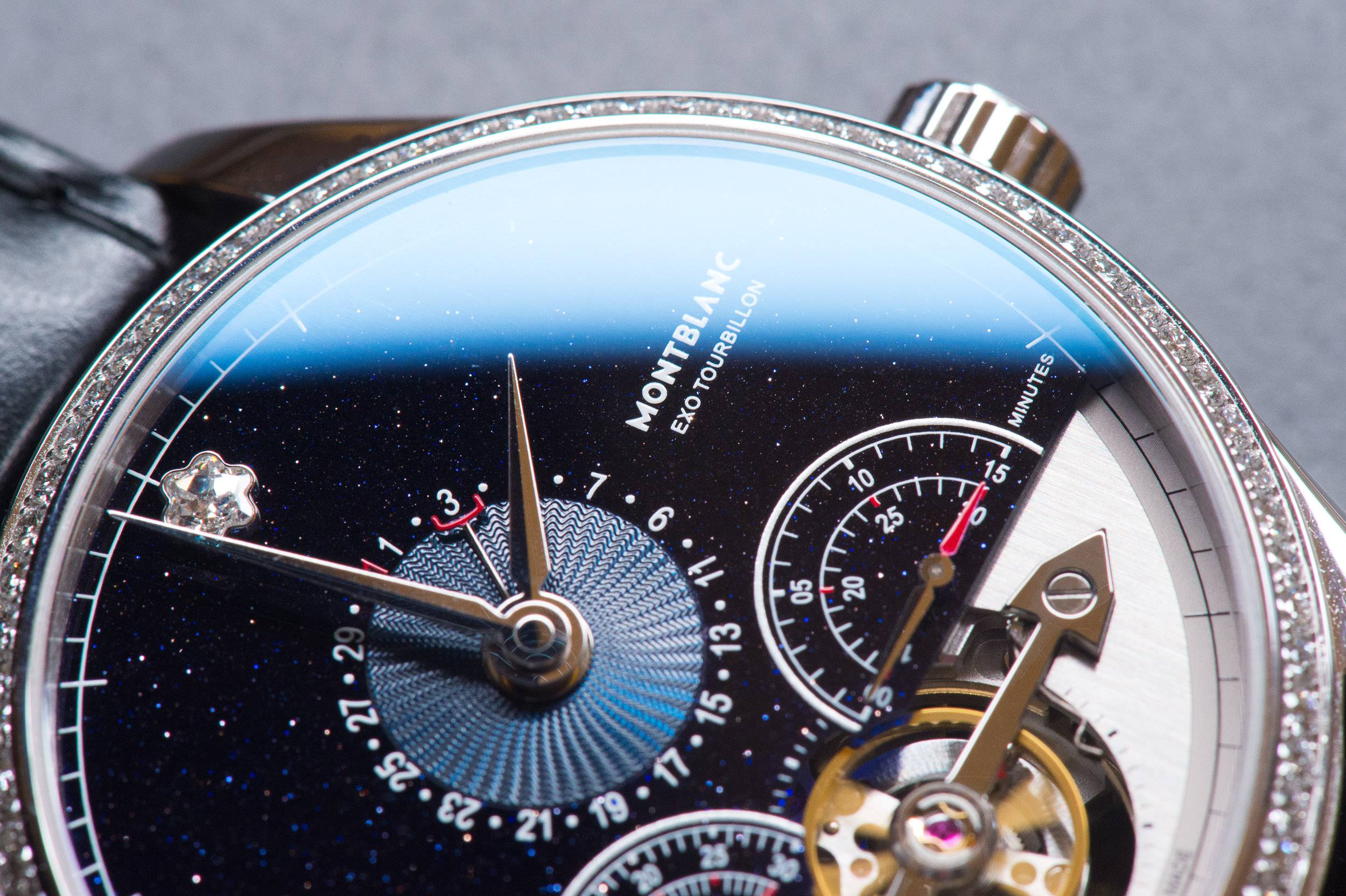 Montblanc Heritage Chronométrie ExoTourbillon Minute Chronograph Vasco da Gama Diamonds Watch Close Up