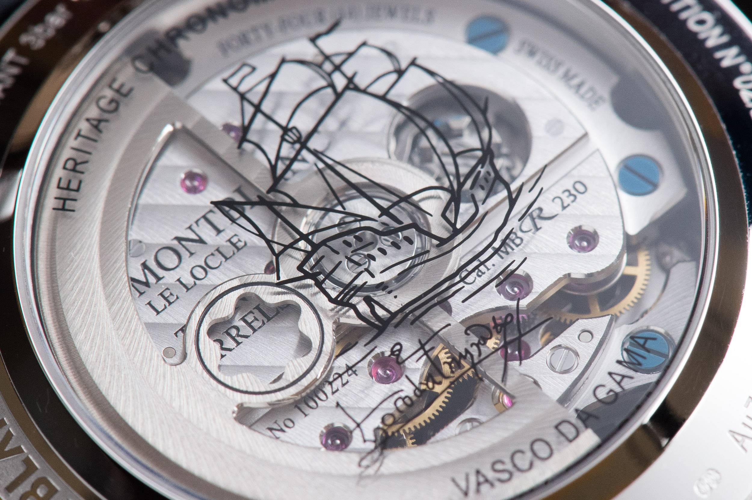 Montblanc Heritage Chronométrie ExoTourbillon Minute Chronograph Vasco da Gama Diamonds Watch Back Close Up