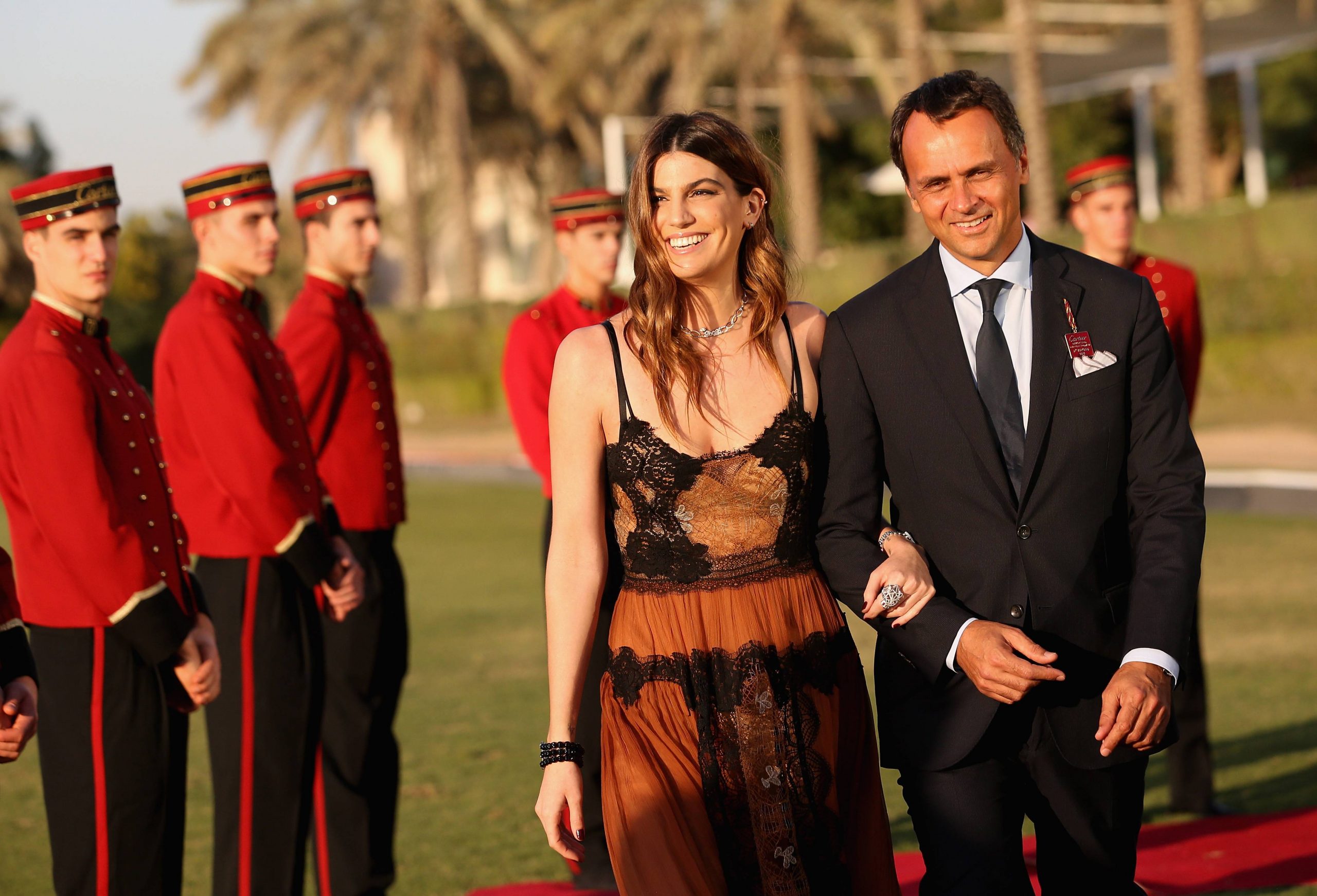 Bianca Brandolini and Regional Managing Director of Cartier Middle East, India and Africa Laurent Gabori attend the final day of Cartier International Dubai Polo Challenge 11th edition at Desert Palm Hotel.