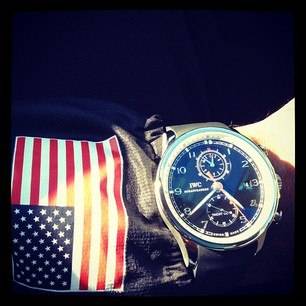 Celebrity Corner: Carmelo Anthony before the Olympics Gold Medal Basketball Game with a IWC Portuguese Yacht Club Chronograph