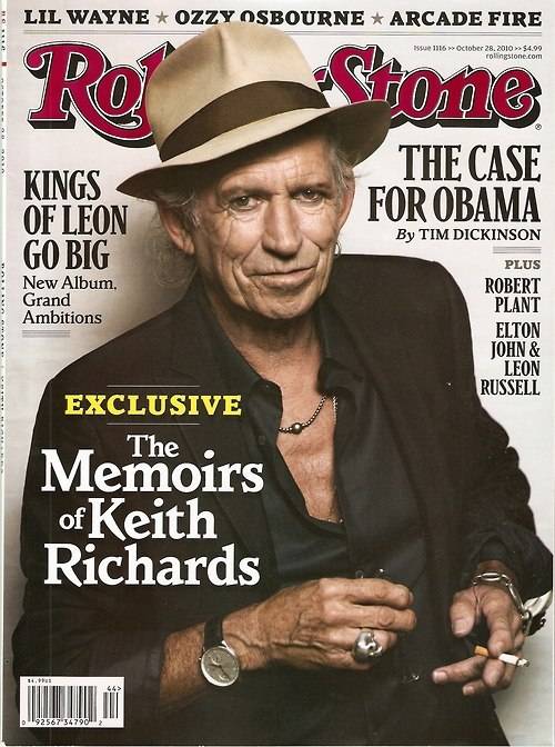 Celebrity Living: Keith Richards on the cover of Rolling Stone with a IWC Portuguese Chronograph