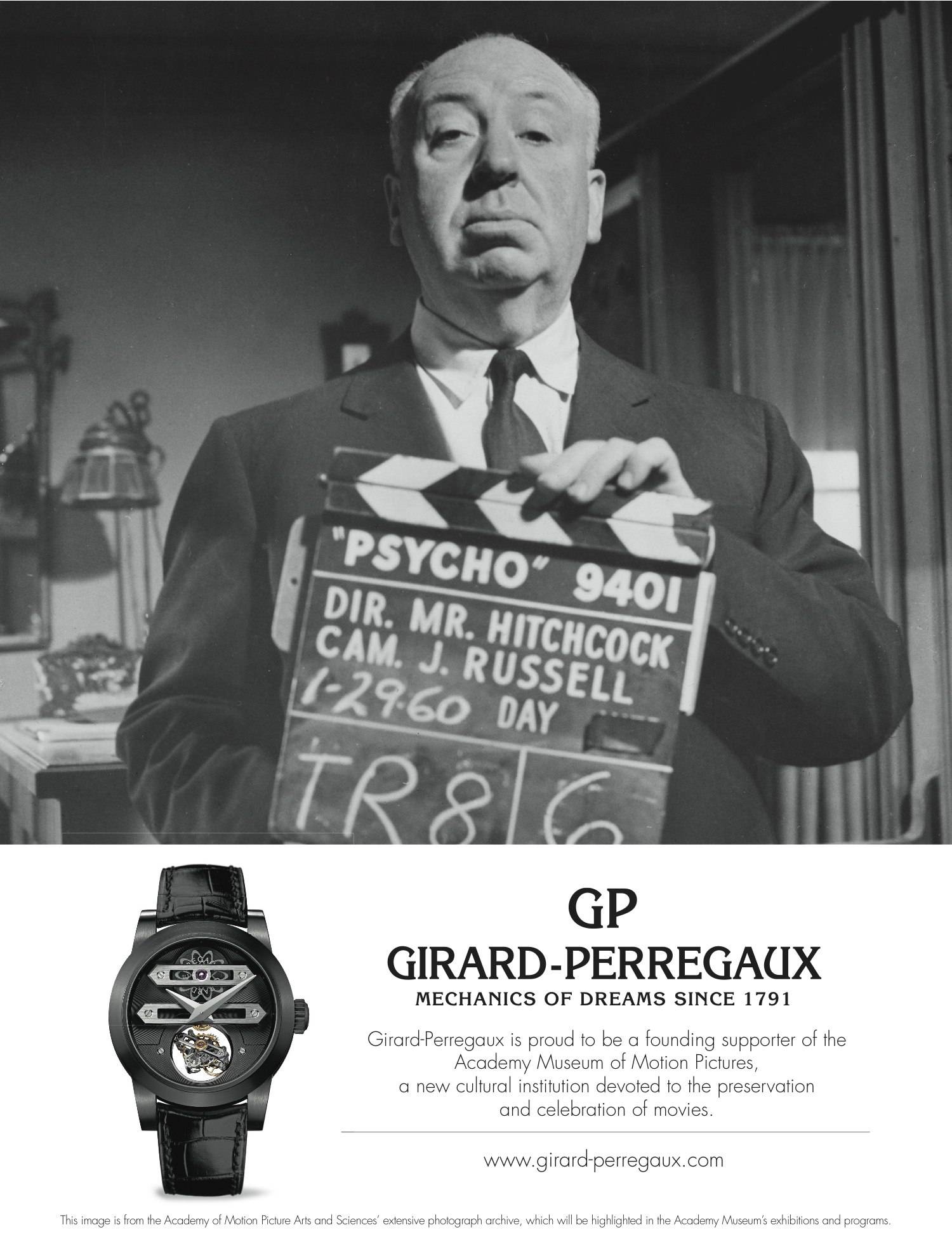 Hitchcock Stars in Girard-Perregaux’s First Image From Partnership With the Academy Museum of Motion Pictures