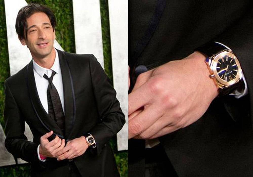 Adrien Brody Spotted Wearing Bvlgari Octo Gold Watch
