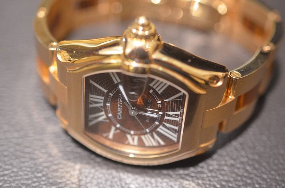 Cartier Roadster XL Watch In Gold & Walnut #250 of 250 at Highglow Jewelers