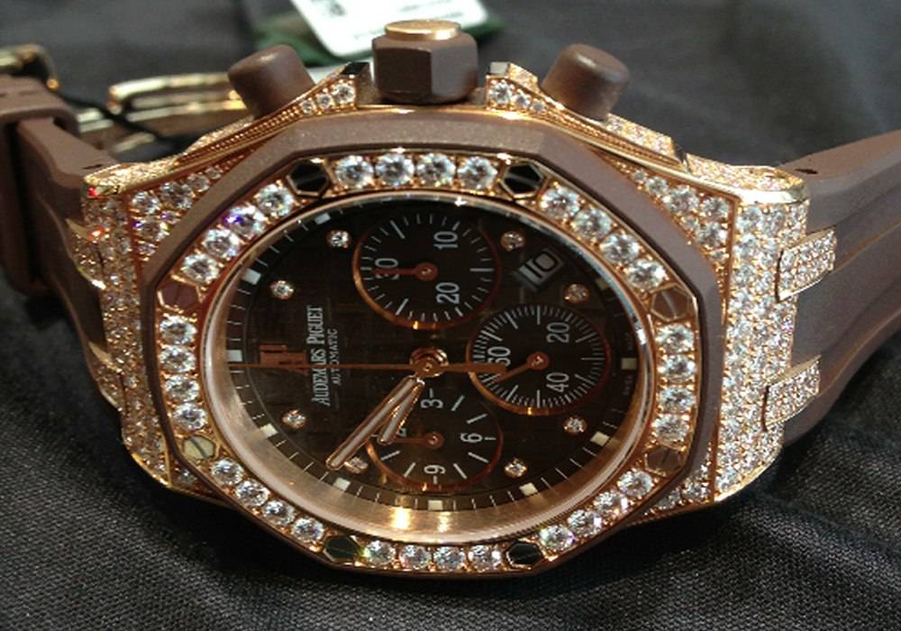 Haute Time Ladies Watch of the Week:  Audemars Piguet Ladies Royal Oak Offshore Chronograph in Pink Gold with Diamonds