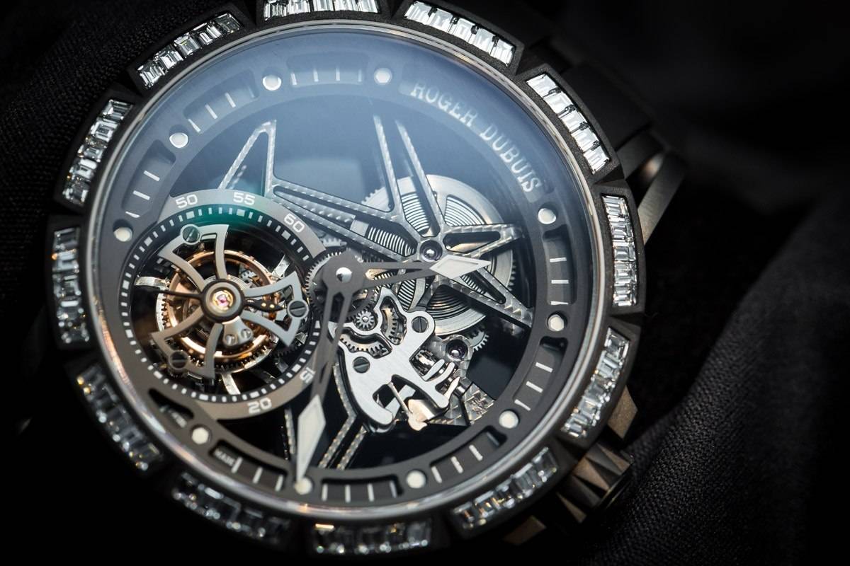 Introducing The Roger Dubuis Excalibur Spider Skeleton Flying Tourbillon With Diamond-Set Rubber Bezel