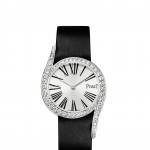 The Limelight Gala Bracelet watch with diamonds, white gold and satin strap