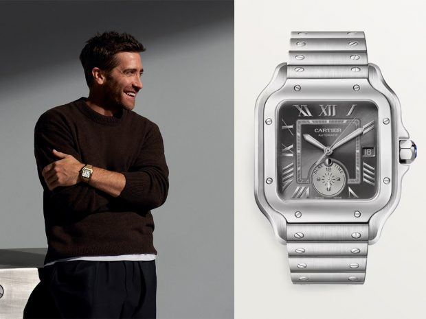 Jake Gyllenhaal Sports The New Cartier Santos Dual-Time