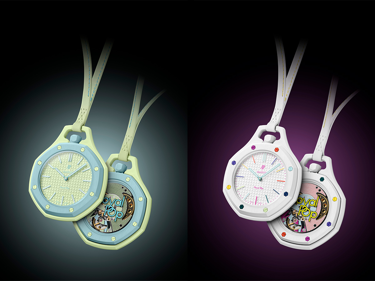 udemars Piguet and Swatch have joined forces on the Royal Pop, a collection of eight Bioceramic pocket watches that takes two of the most recognizable design languages in Swiss watchmaking and pushes them somewhere neither brand has gone before.